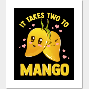 It Takes Two To Mango Funny Fruit Tango Pun Posters and Art